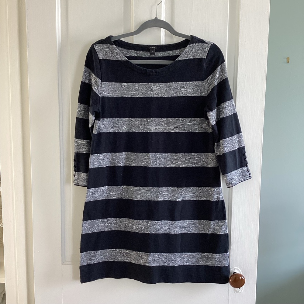 J.Crew Black and Gray Knit Dress